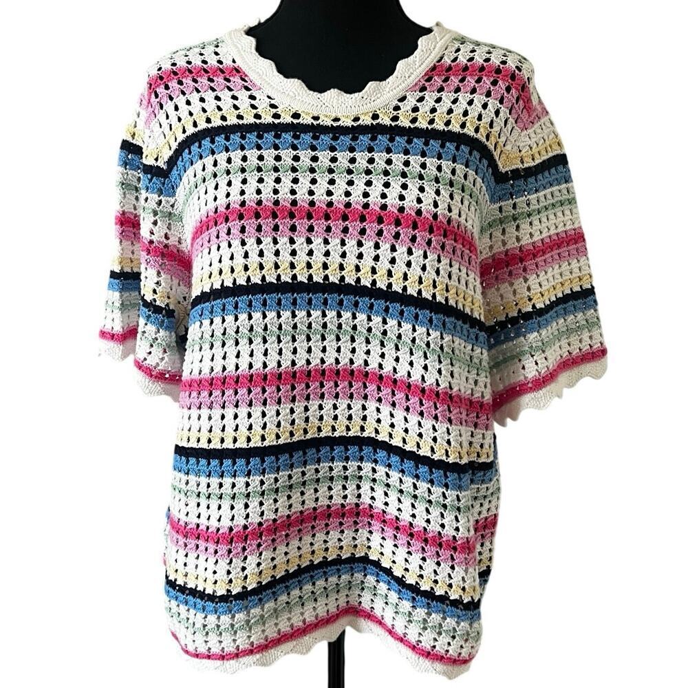Gap Women’s Rainbow Crotchet Open Knit Top Multicolor Size‎ XL